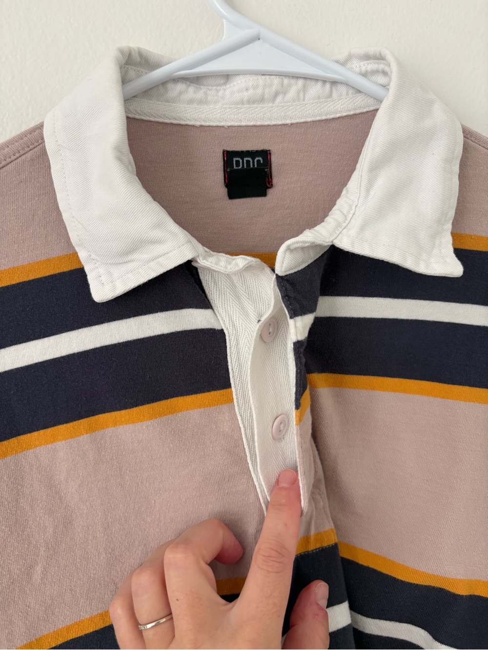 Urban Outfitters BDG Striped Jefferson Cropped Long Sleeve Rugby Polo Size Small - Picture 6 of 9